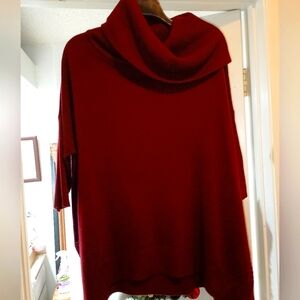 Cowls Neckline 3/4 Sleeves Wine Sweater
